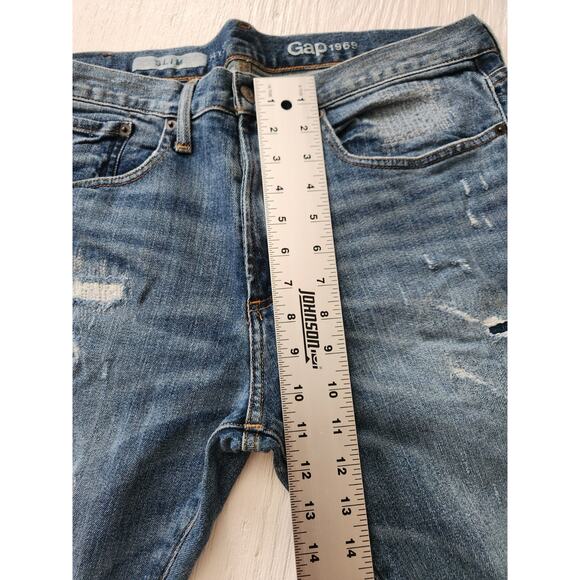Gap 1969 Slim Men's size 34x30 Distressed Denim Slim Jeans (E3) - Picture 7 of 16